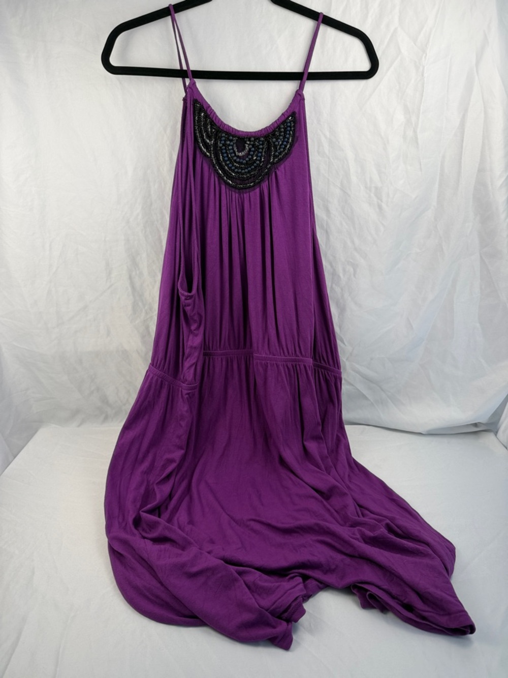 Lane Bryant Purple Maxi Dress Size 26/28 Sleeveless Stretch Empire Waist